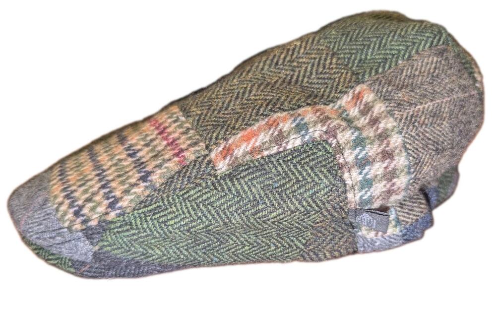 Shandon Ireland Wool Patchwork Flat Cap Mens M Herringbone Tweed Driving Hat